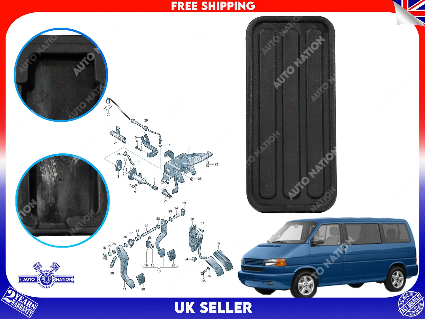 Motoviano Accelerator Gas Pedal Rubber Pad for VW Golf, Jetta, Caddy, Passat, Seat & Audi