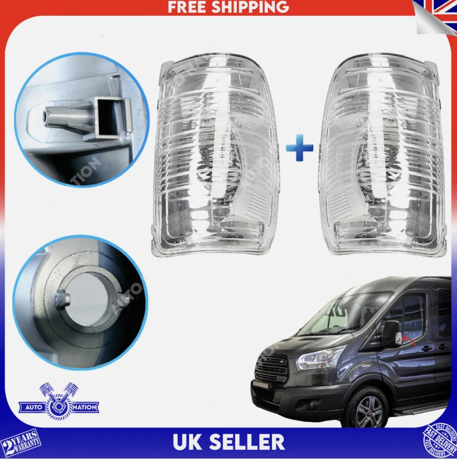 Motoviano Ford Transit MK8 Wing Mirror Indicator Lens Clear Left Side (2014-2020)