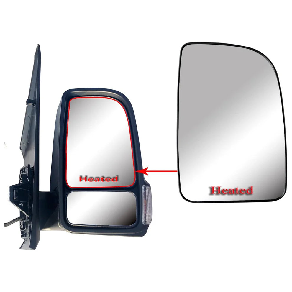 Motoviano Right Driver Main Upper Wing Mirror Glass (Heated) for Mercedes Sprinter W907 & W910 (2019 Onwards)