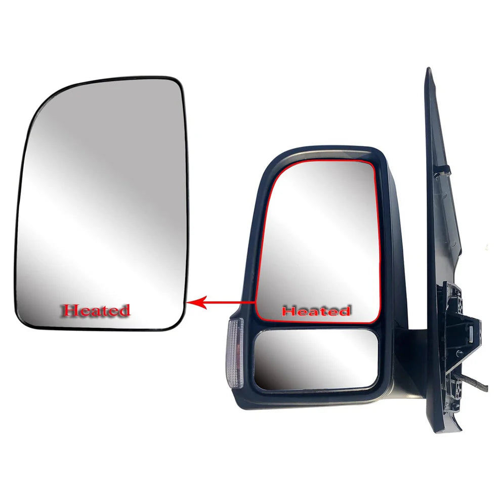 Motoviano Left Passenger Main Upper Wing Mirror Glass (Heated) for Mercedes Sprinter W907 & W910 (2019 Onwards)