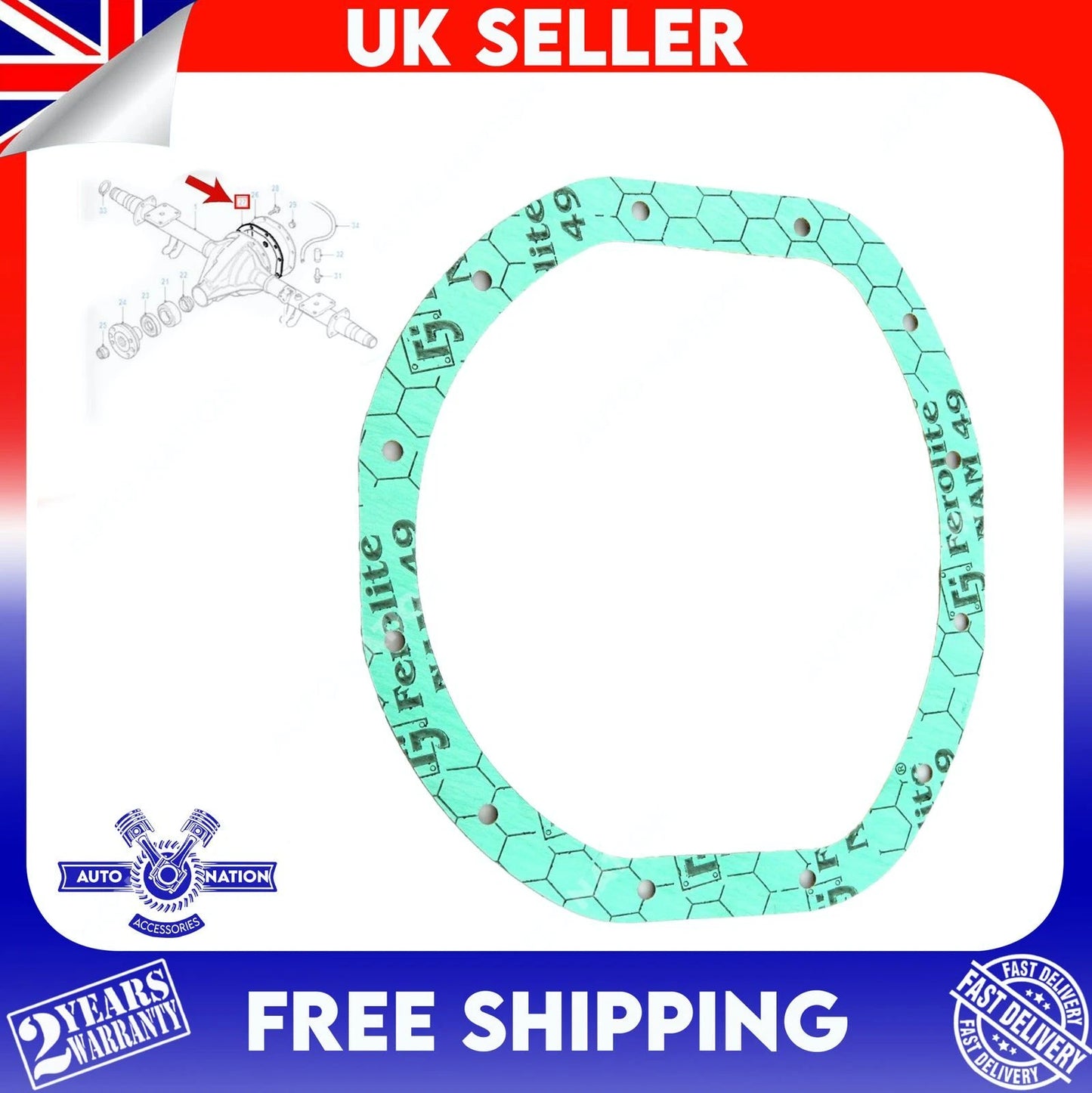 Motoviano 1x Differential Rear Gasket Cover for Ford Transit 2.5 D / TDI (1985-2000)