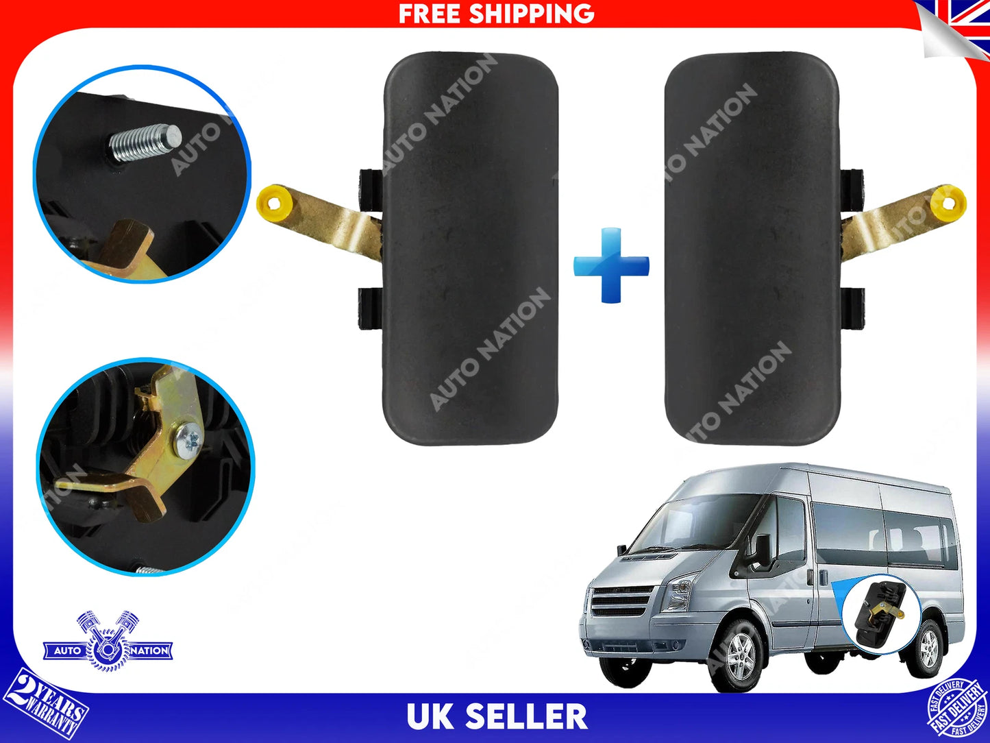 Motoviano Ford Transit MK6 MK7 Front Door Handle Set Left and Right Side (2000-2014)