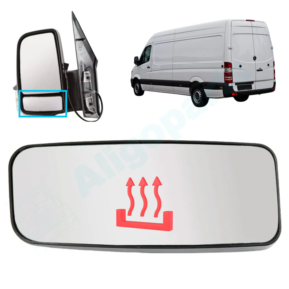 Motoviano Left Passenger Lower Wing Mirror Glass (Heated) for Mercedes Sprinter & VW Crafter (2006-2018)
