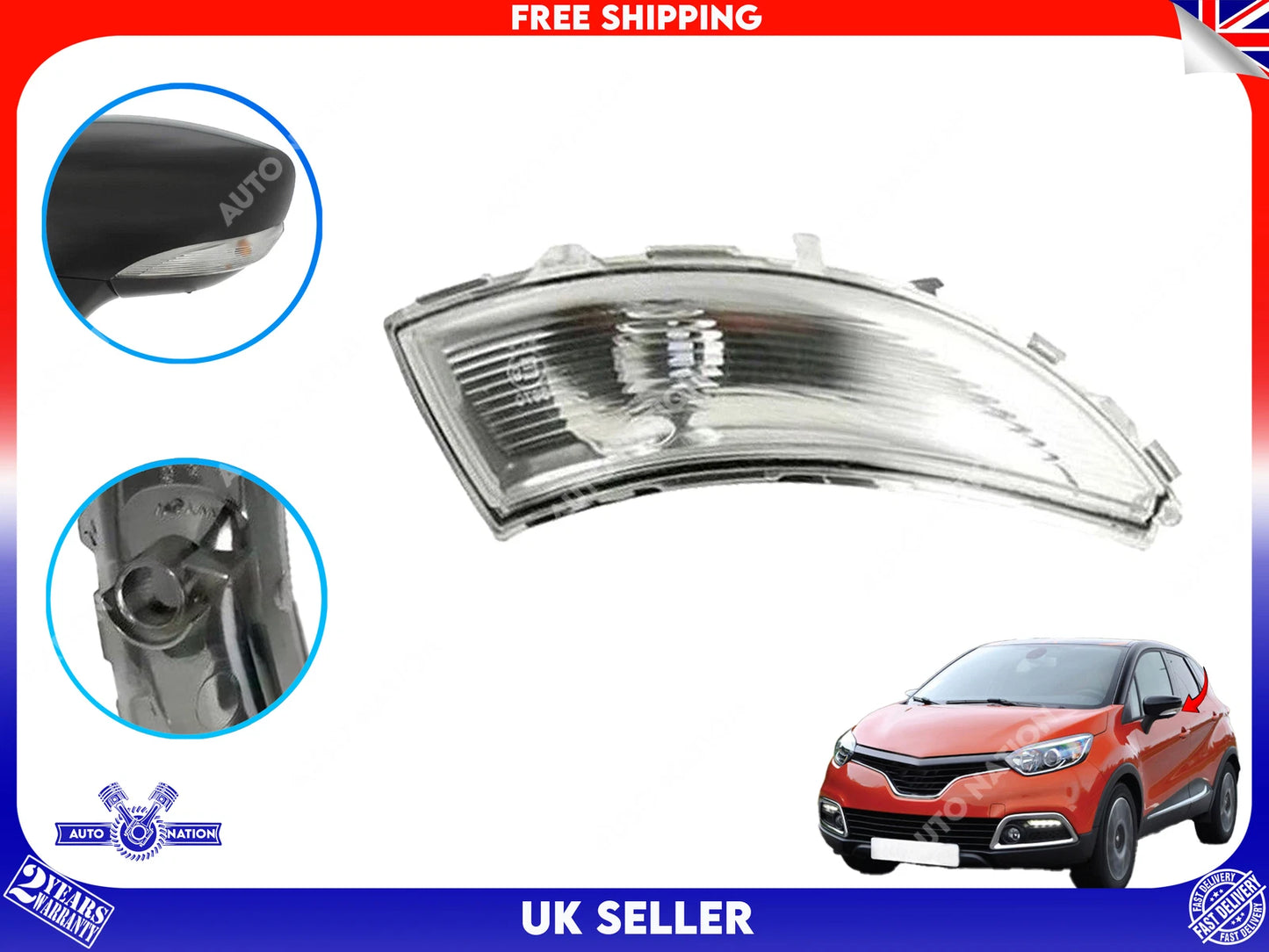Motoviano Renault Clio MK4 Captur Wing Mirror Indicator Lamp Right Driver Side (2012-Onwards)