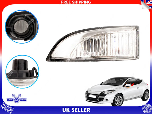 Motoviano Renault Symbol Dacia Logan Right Wing Mirror Indicator Lens Clear (2012-Onwards)
