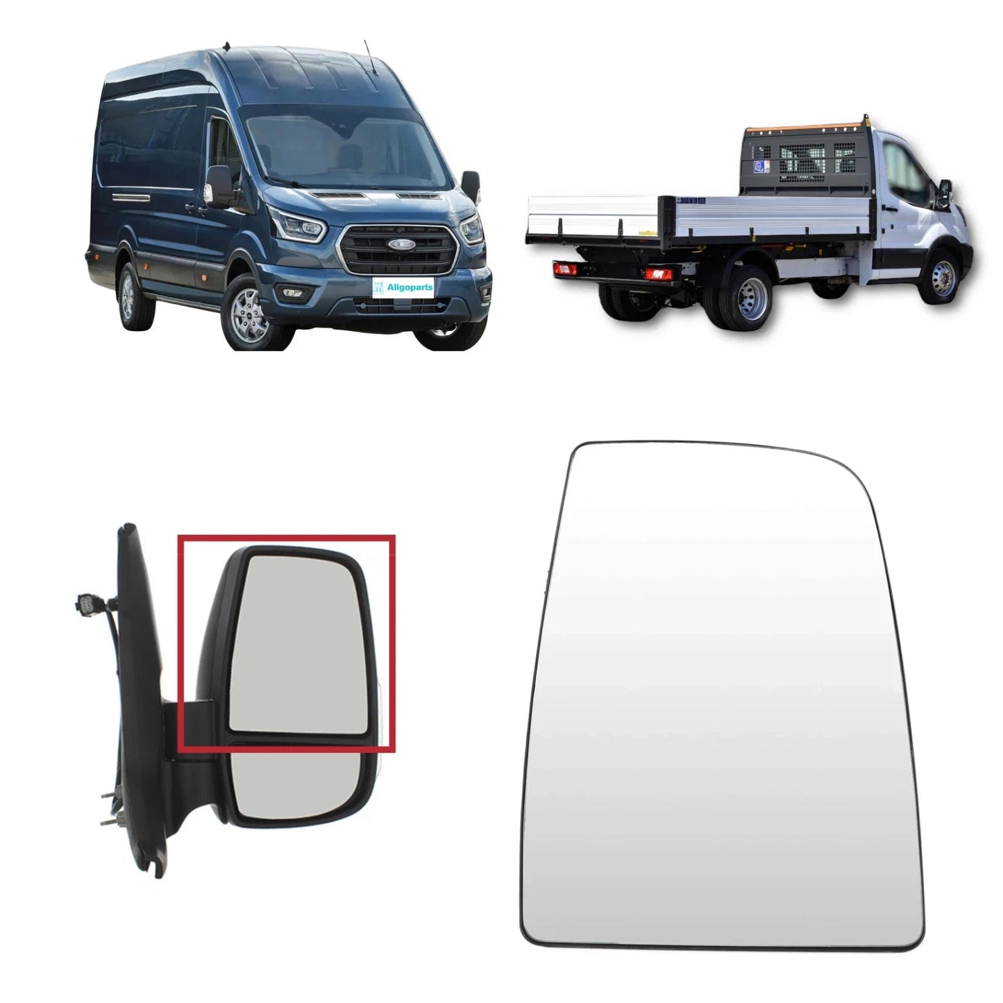Ford Transit MK8 (2014-2024) Right Driver Main Upper Wing Mirror Glass (Unheated)