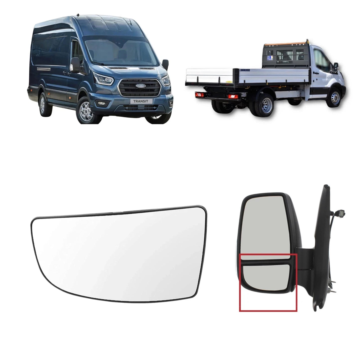 Ford Transit MK8 (2014-2024) Left Passenger Lower Wing Mirror Glass