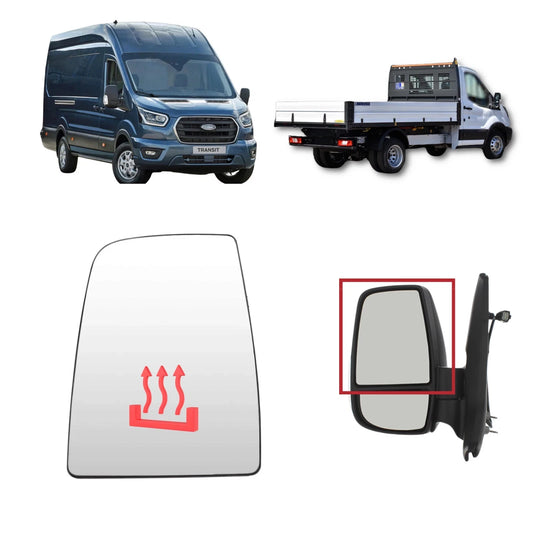 Ford Transit MK8 (2014-2024) Left Passenger Main Upper Wing Mirror Glass (Heated)