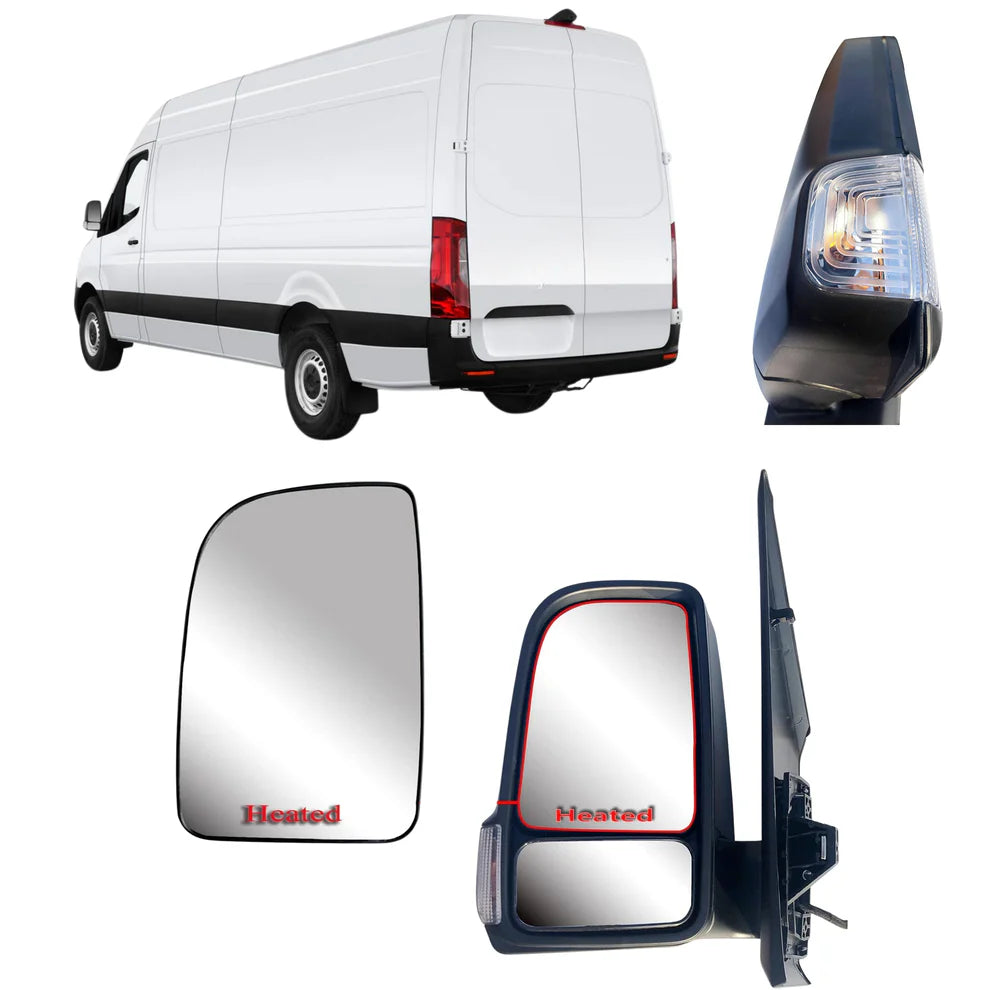 Motoviano Left Passenger Main Upper Wing Mirror Glass (Heated) for Mercedes Sprinter W907 & W910 (2019 Onwards)