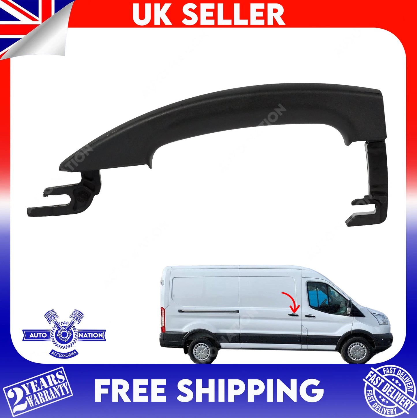 Motoviano Side Sliding Door Handle (Left & Right) for Ford Transit Custom, Connect & MK8