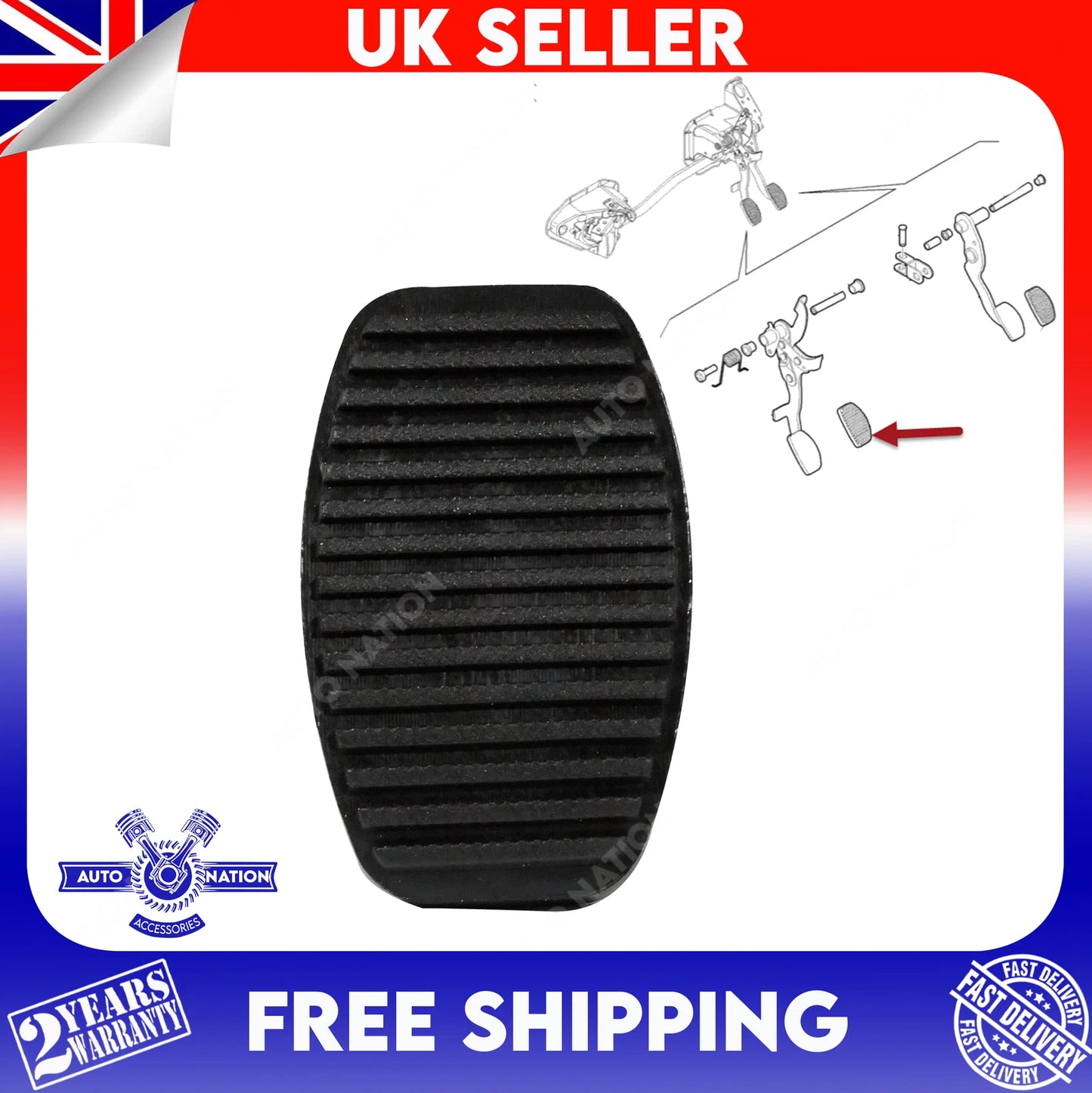Motoviano 2x Brake & Clutch Pedal Pad Rubber for Fiat Doblo, Punto, Palio, Fiorino, Lancia