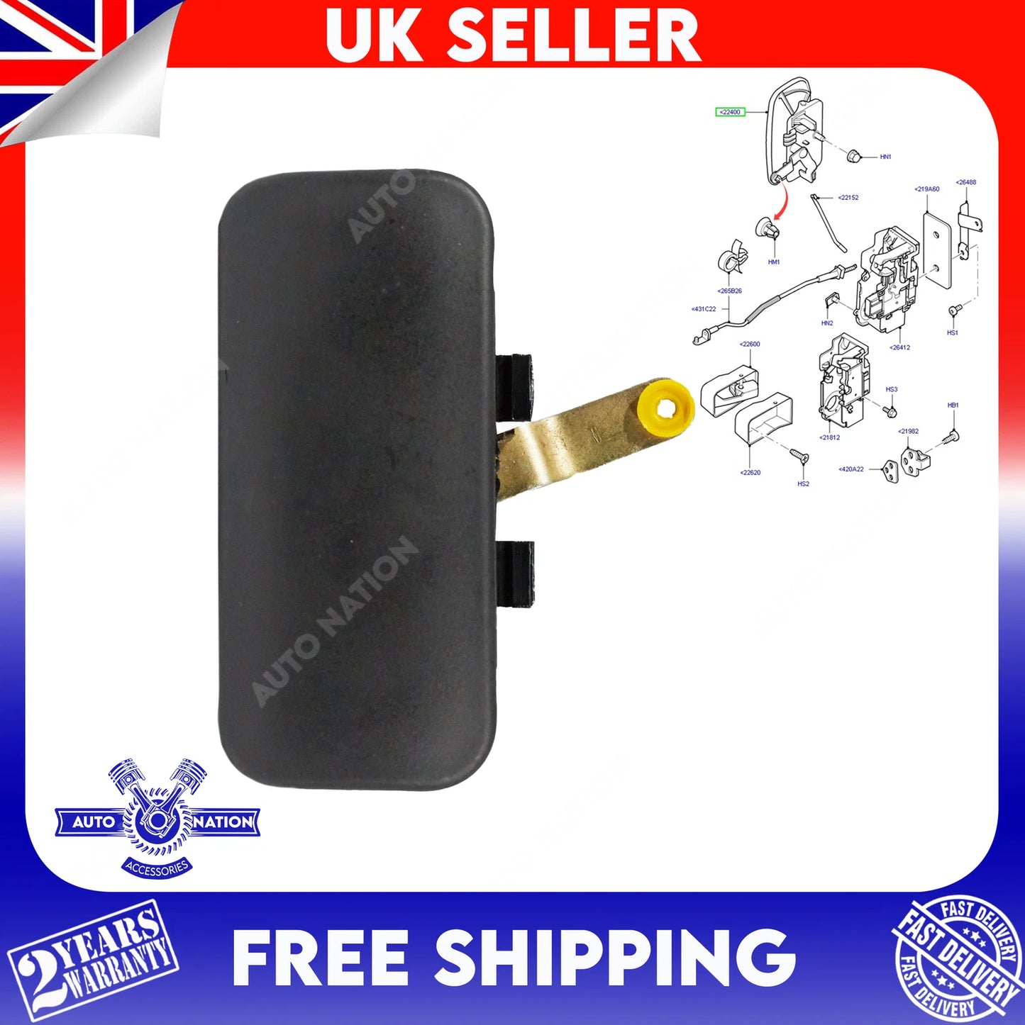 Motoviano Ford Transit MK6 MK7 Front Left Door Outer Handle (2000-2014)