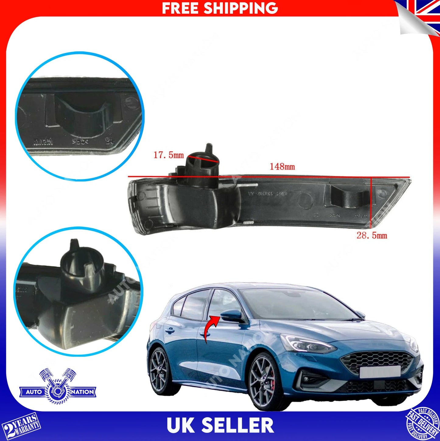 Motoviano Left Wing Mirror Indicator Clear Lens for Ford Focus & Mondeo