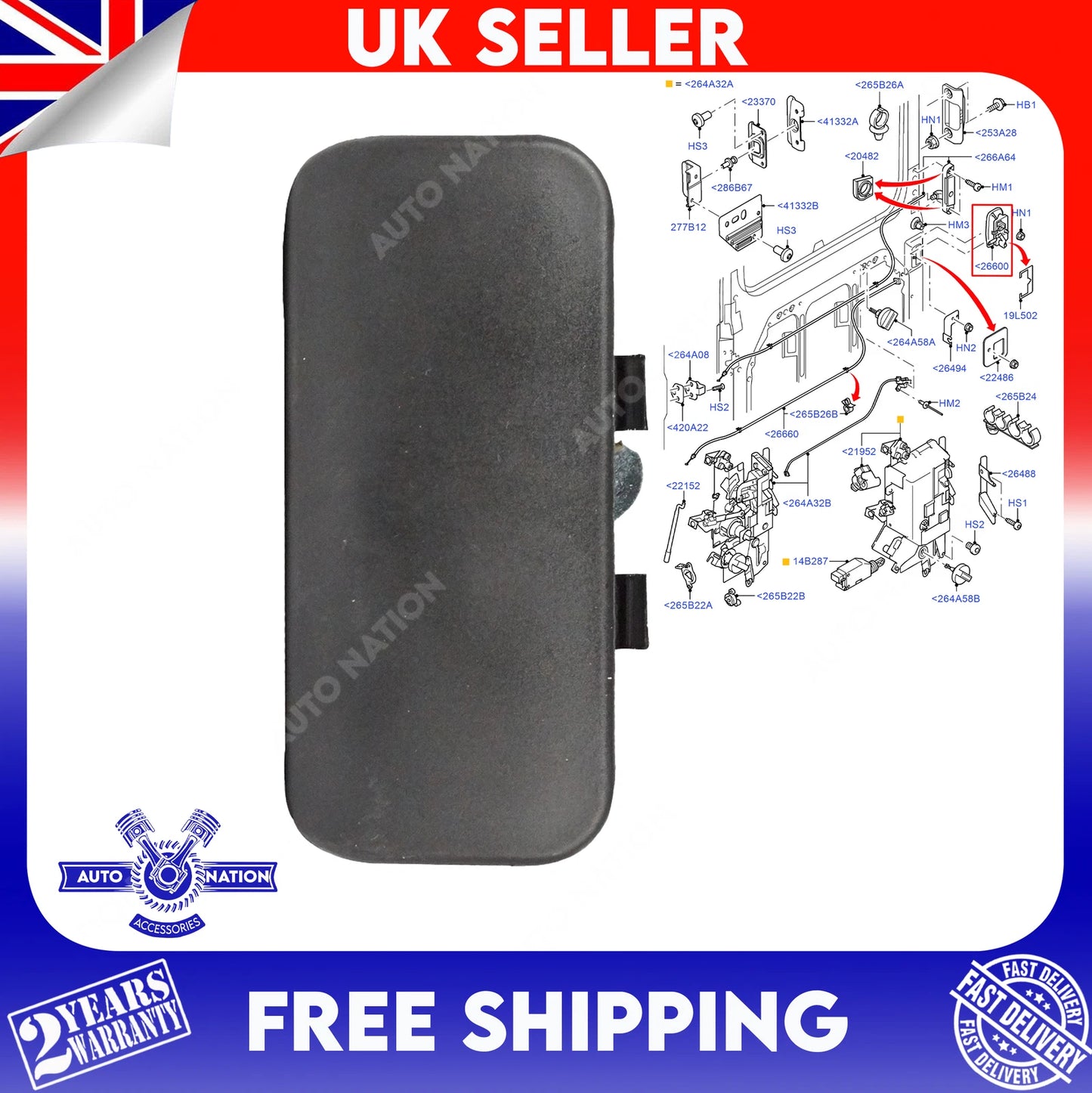 Motoviano Left Sliding Loading Door Handle for Ford Transit MK6 & MK7 (2000-2014)