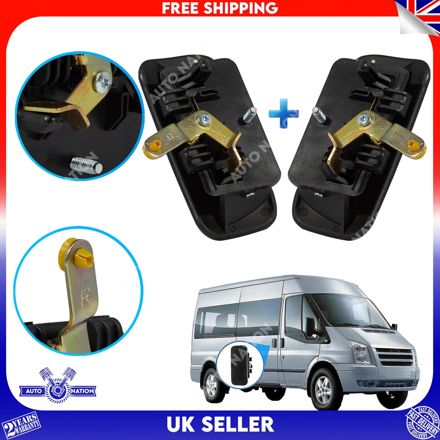 Motoviano Ford Transit MK6 MK7 Front Door Handle Set Left and Right Side (2000-2014)