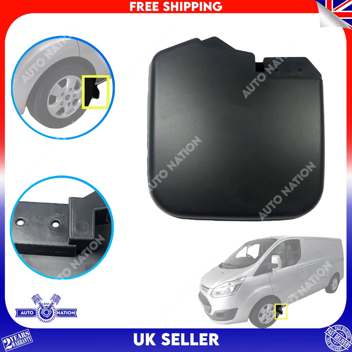 Motoviano Ford Transit Custom Front Left Mudflap Guard Nearside (2012-Onwards)