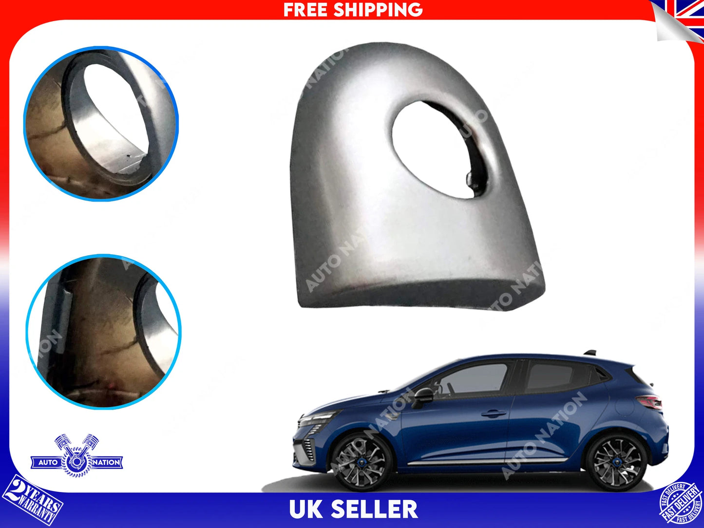 Motoviano Front Door Handle Key Hole Cover Cap for Renault Clio MK3 (2004-2013) Grey