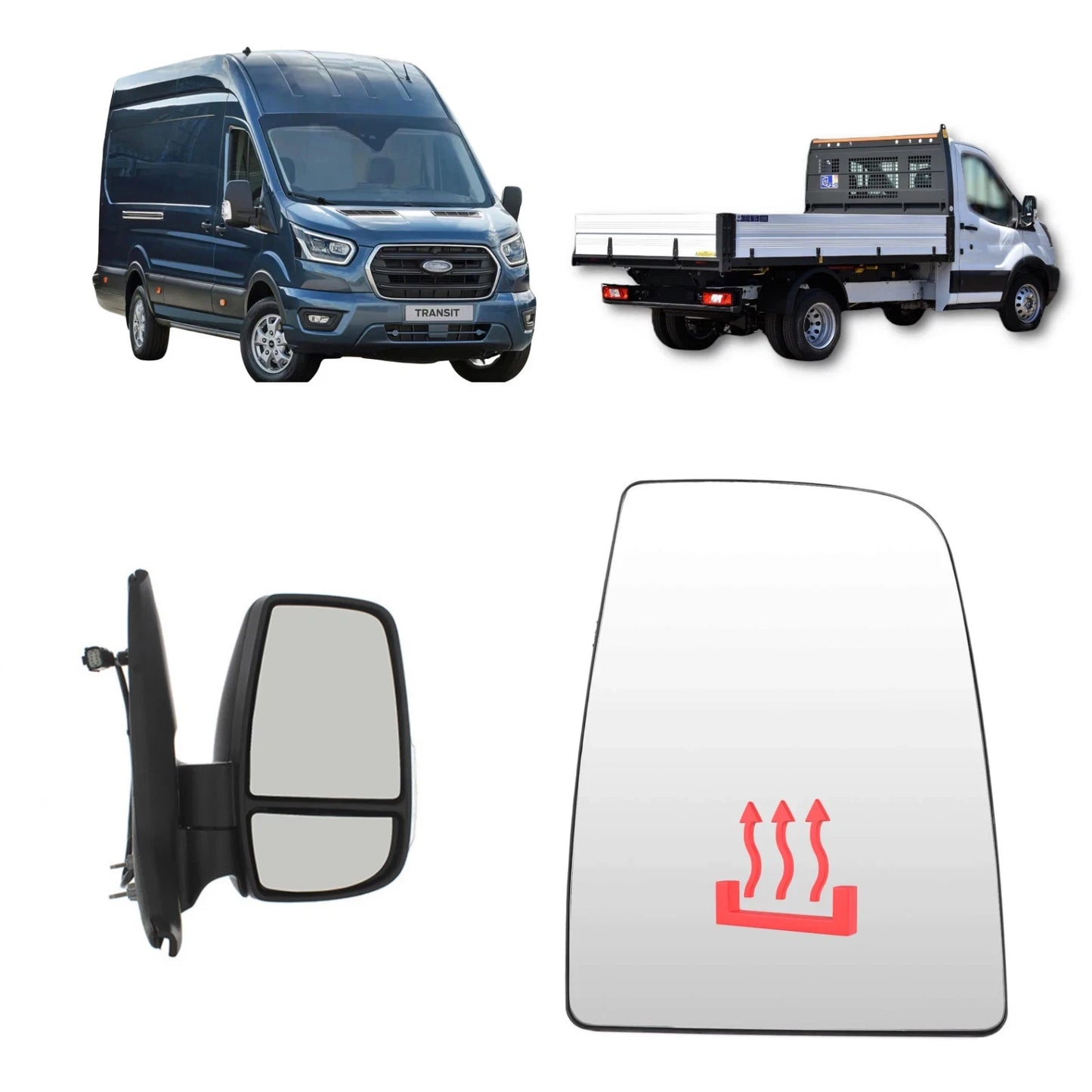 Ford Transit MK8 (2014-2024) Right Driver Main Upper Wing Mirror Glass (Heated)